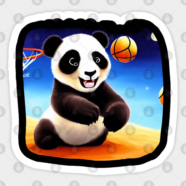 Panda Basketball on Mars Sticker by Suga Collection